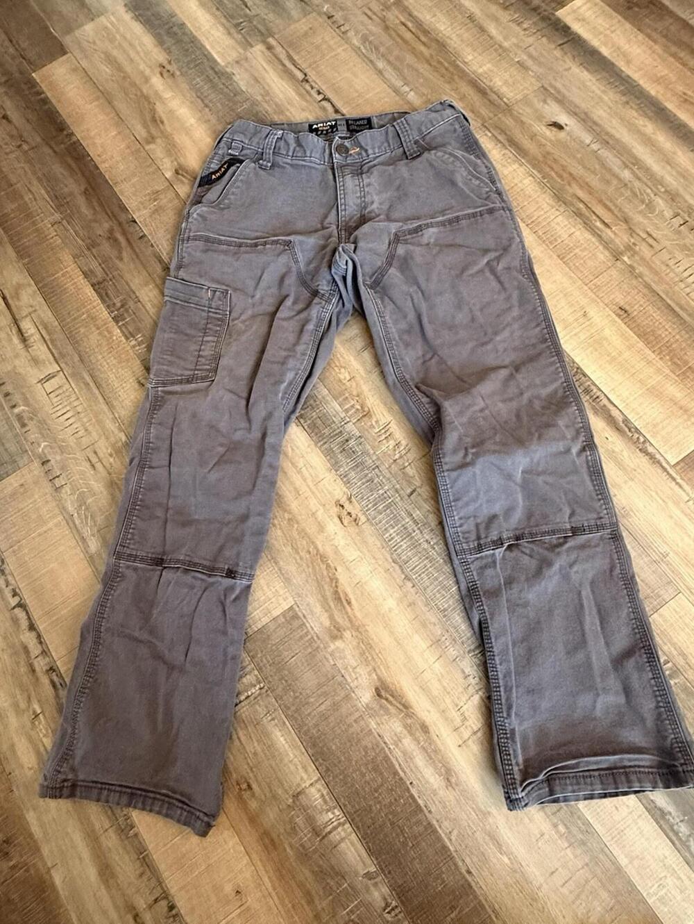 Ariat Rebar M4 Low Rise Straight Double Knee Work Pants 28x30 Heavy Wear Gray